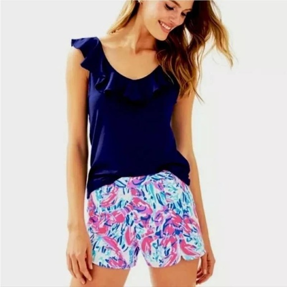 Lilly Pulitzer Hazel Stretch Shorts Cosmic Coral Cracked Up Size 4 - Picture 1 of 12
